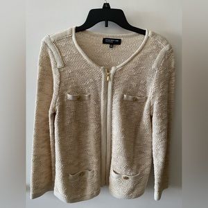 Jones New York Long Sleeves Front Zipper Light  Sweater